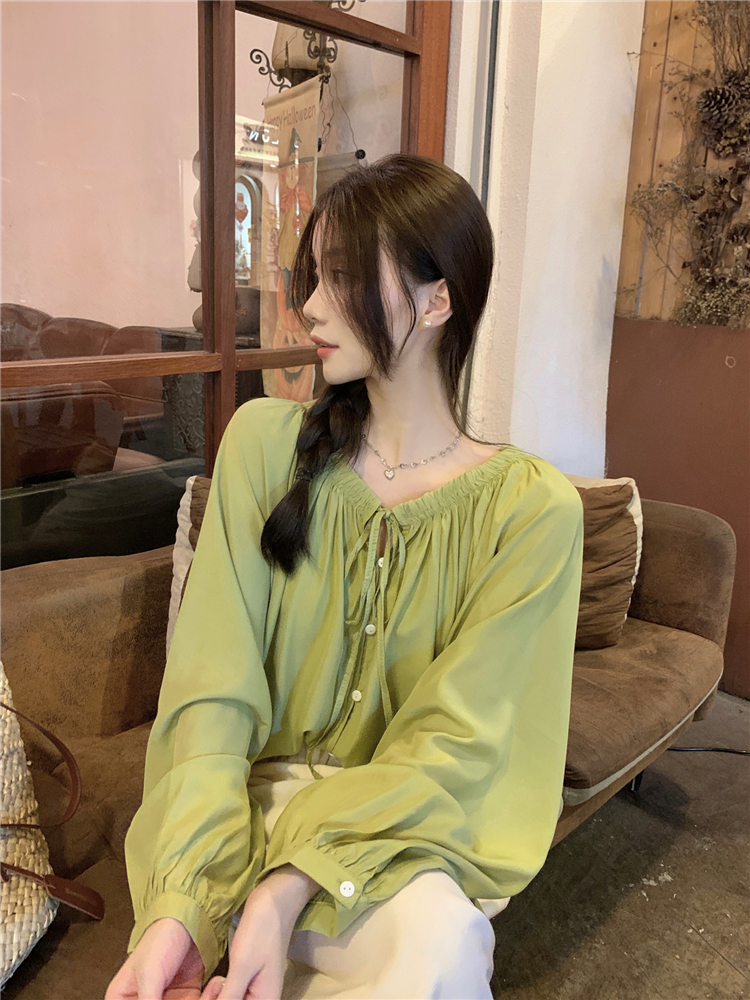 Real shot!  Korean style loose baby doll tops for women, all-match tops 2024 spring new design long-sleeved shirts