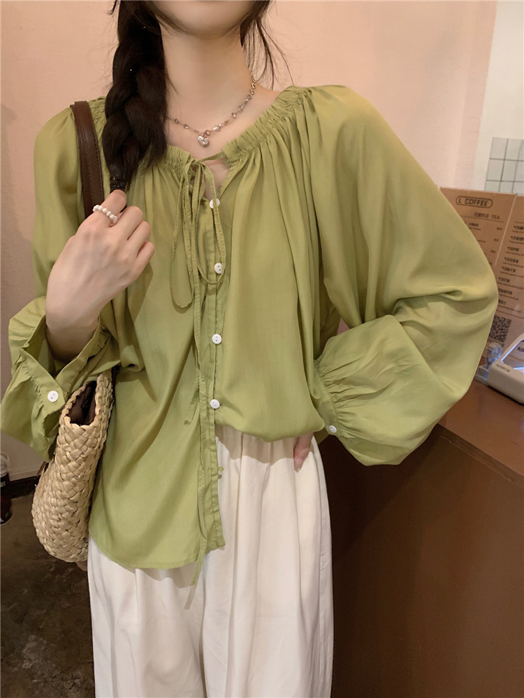 Real shot!  Korean style loose baby doll tops for women, all-match tops 2024 spring new design long-sleeved shirts