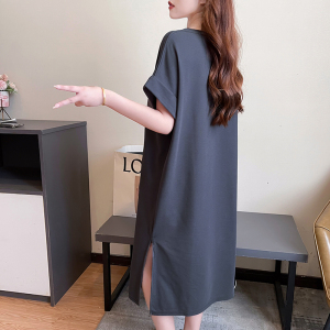 RM21458#珠地短袖t恤女夏2023中长款趣味印花圆领潮上衣大码女装200斤