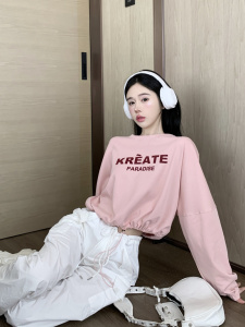 TR51596# 秋季新款宽松抽绳印花卫衣 服装批发女装批发服饰货源