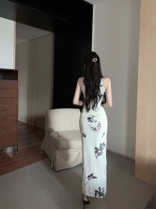 RM24802#新款新中式国风修身性感高开叉改良旗袍连衣裙