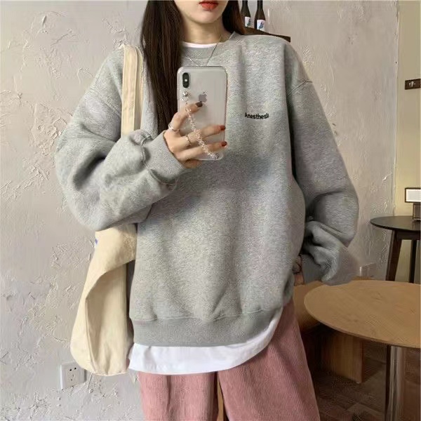 Autumn and winter plus velvet and thick fake two-piece sweater female student Korean version round neck ins trendy all-match coat jacket female