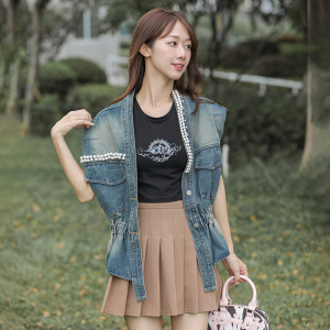 TR48634# 牛仔外套女秋新品韩版宽松bf时尚百搭怀旧钉珠收腰上衣 服装批发女装批发服饰货源