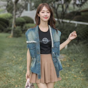 TR48634# 牛仔外套女秋新品韩版宽松bf时尚百搭怀旧钉珠收腰上衣 服装批发女装批发服饰货源