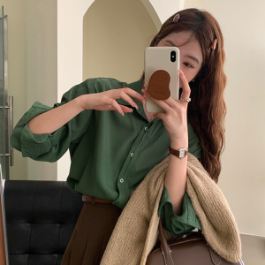 TR52952# 韩版长袖纯色衬衣新品休闲iNS风 服装批发女装批发服饰货源