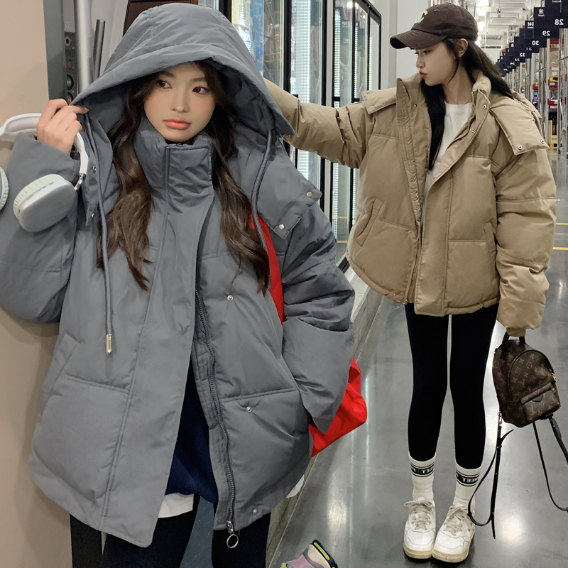 Korean style short down jacket  new couple thickened niche design bread winter coat cotton coat