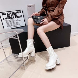 X-30323# 短筒圆头时尚韩版新款方跟瘦瘦靴网红百搭高跟女靴