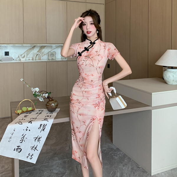RM23882#高级感旗袍2023年新款性感年轻款气质修身显瘦新中式连衣裙