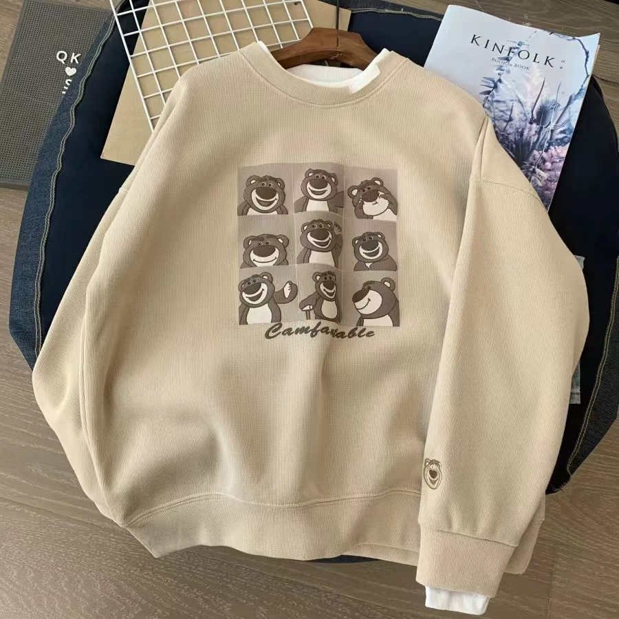 Official picture of extra large size 300 pounds lazy style bf sweatshirt for women spring and autumn 2023 thin top