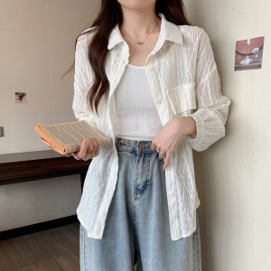 RM23618#大码胖mm设计感镂空防晒衣宽松休闲遮肉衬衣M-4XL200斤