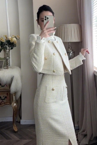 TR56399#高级感御姐小香风法式两件套休闲西装长袖包臀连衣裙气质名媛新款