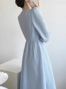 RM22244#新款女装法式复古收腰显瘦长袖连衣裙高级感时尚气质长裙
