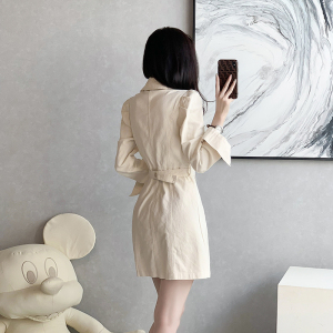 RM23063#白色连衣裙短裙秋季牛仔裙收腰高腰显瘦气质通勤职业高端