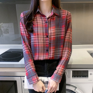 TR51334# 秋季新款韩版设计感气质百搭复古格子长袖衬衫 服装批发女装批发服饰货源