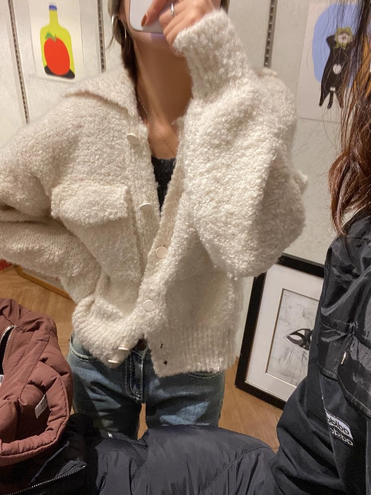  new autumn and winter Dongdaemun cardigan thickened winter short winter sweater jacket 6611