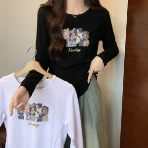 TR51128# 大码微胖秋季打底t恤女设计感弧形下摆印花显瘦上衣 服装批发女装批发服饰货源
