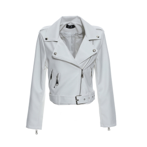 TR56329# 皮衣外套女短款显瘦白色pu皮夹克时尚高级感上衣 服装批发女装批发服饰货源