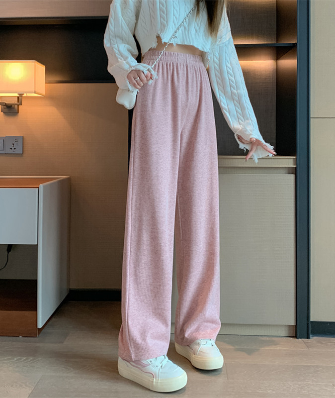 Chenille thin wide-leg pants for women spring, autumn and winter new straight loose casual drape corduroy pants