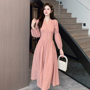 TR49420# 新款法式复古连衣裙绝美长袖仙女裙气质礼服修身长裙子  服装批发女装批发服饰货源