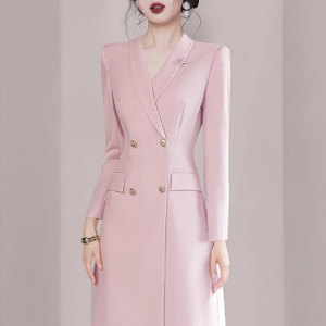 RM22326#新款气质女神范OL通勤西服外套职业粉红连衣裙