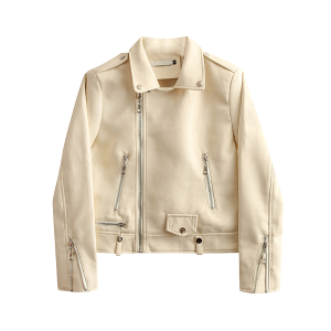 RM22514#短外套韩版个性气质修身纯色百搭机车皮夹克