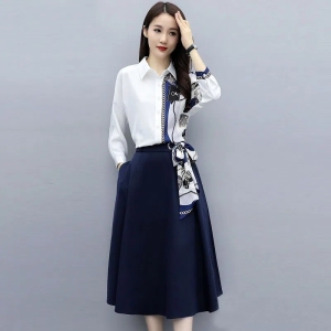 RM22251#时尚气质减龄连衣裙2023年秋季新款女装春秋洋气裙子两件套装
