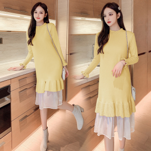 TR52005# 中长款毛衣裙过膝新款秋冬外穿宽松慵懒风冬季裙子针织连衣裙 服装批发女装批发服饰货源