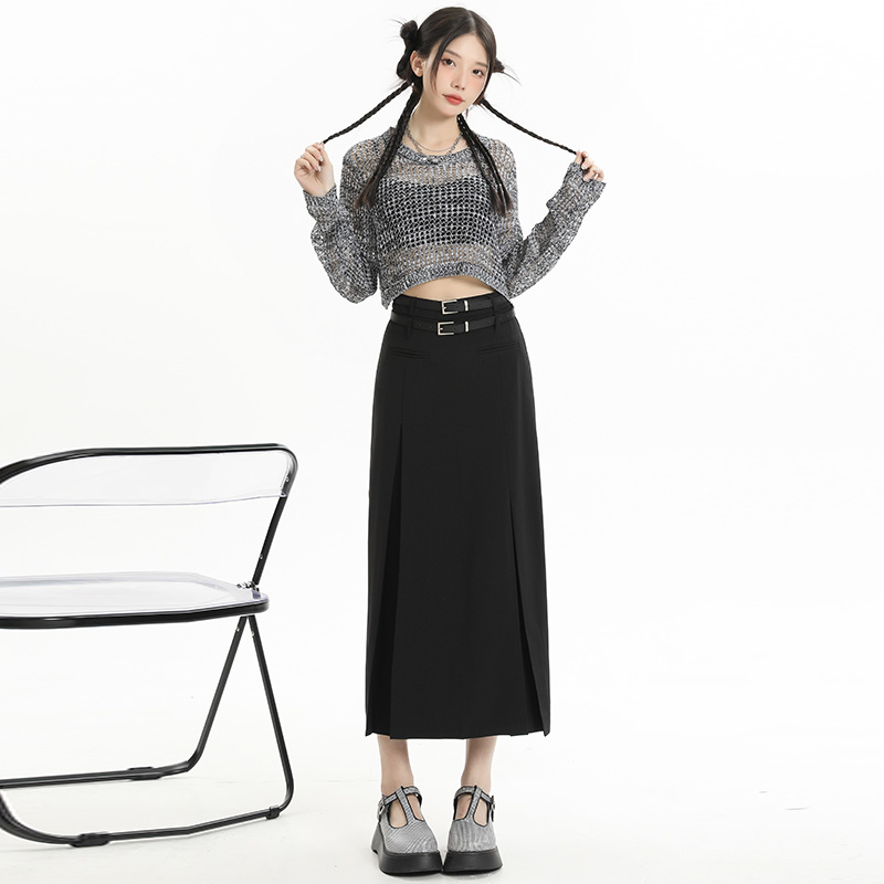 實拍2026春夏西裝半身裙高腰休閑小個子A字半身裙氣質顯瘦百褶裙