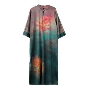 RM24251#气质女装洋气真丝袍子中国风香云纱中式长款桑蚕丝连衣裙