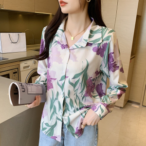 RM22501#新款韩国设计感时尚气质减龄印花长袖百搭衬衫
