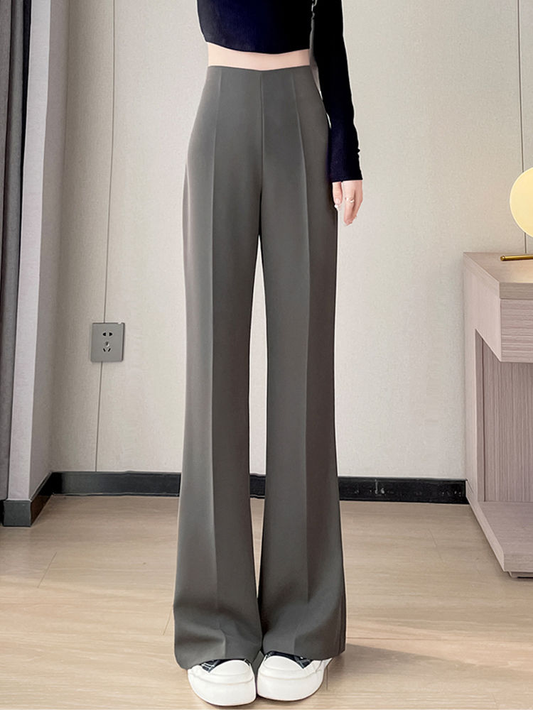 Casual wide-leg pants for women autumn and winter thin 2023 new high-waist drape straight-leg slightly flared suit pants for small people
