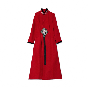 RM24254#毛呢旗袍外搭新中式外套女唐装女装中国风复古大衣女