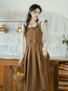 TR55311# 秋物语假两件连衣裙 服装批发女装批发服饰货源