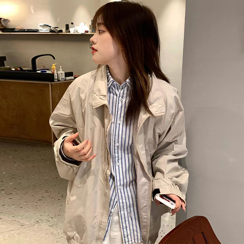 2023 new autumn Japanese casual workwear jacket ins loose student men and women all-match cardigan thin jacket