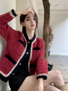TR59225# 红色外套女设计感秋季新款小香风法式名媛高级感气质上衣 服装批发女装批发服饰货源