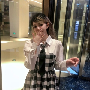 TR52342# 大码女装～茶歇法式复古文艺假两件收腰气质格子连衣裙 服装批发女装批发服饰货源
