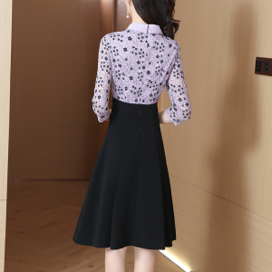 RM23722#假两件衬衫连衣裙女早秋新款法式高端精致名媛收腰拼接裙子