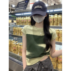 RM23016#天猫抖音质量美式印花短款小衫女修身短袖T恤夏
