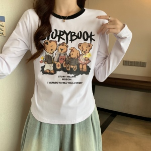 TR51125# 大码微胖秋装新款美式卡通撞色修身减龄百搭长袖T恤上衣 服装批发女装批发服饰货源