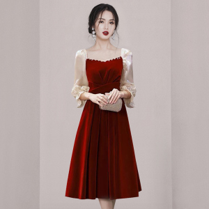 RM23277#敬酒服新娘高级感回门红色裙子小礼服平时可穿2023订婚连衣裙女秋
