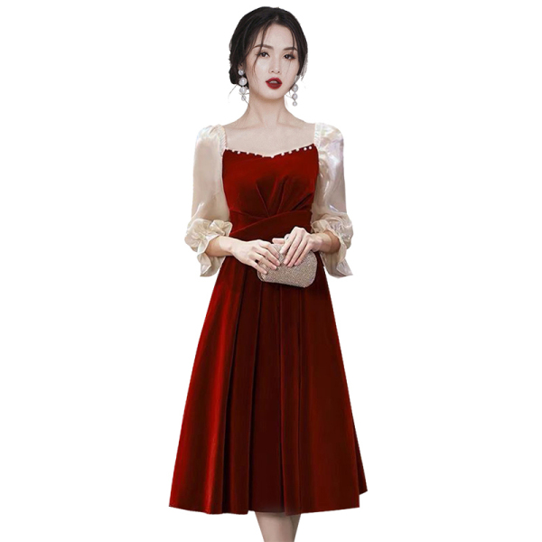RM23277#敬酒服新娘高级感回门红色裙子小礼服平时可穿2023订婚连衣...