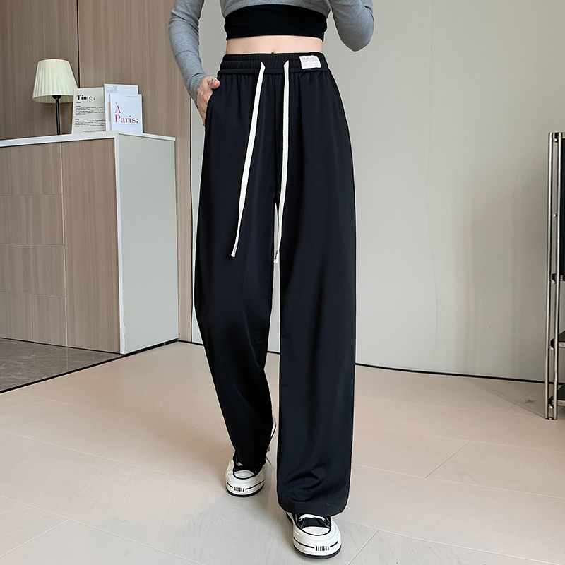 Real shot of suit straight pants for women in autumn new high-waisted college style good quality loose slimming wide-leg casual drape pants