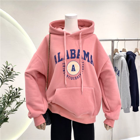 Autumn and winter velvet sweatshirt for women Korean style trendy student loose lazy style long-sleeved ins thickened top hooded jacket cec