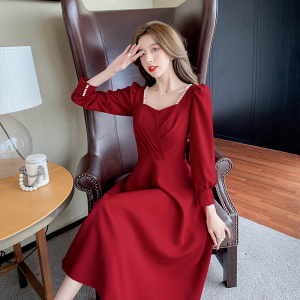 TR54684# 秋季敬酒服新娘酒红色平时可穿结婚订婚礼服连衣裙 服装批发服饰货源女装批发