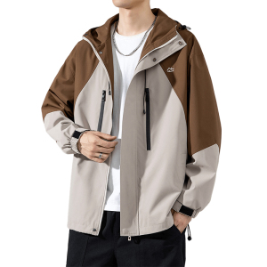 TR55548# 秋冬季新款夹克外套男户外登山服露营潮流拼接连帽冲锋衣 服装批发男装批发男装货源