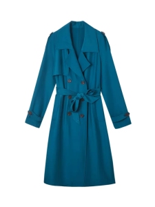 TR55706# 秋季新款设计感百搭女蓝色气质外套流行大衣中长款风衣女款 服装批发女装批发服饰货源