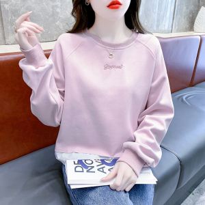 RM24760#新款韩版时尚假两件圆领字母刺绣卫衣气质百搭上衣