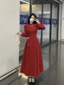 RM25112#大码女装新娘酒红色敬酒服新中式订婚旗袍气质结婚礼服平时可穿