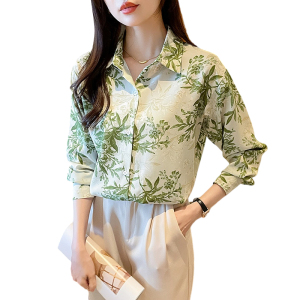 RM23219#秋季新款时尚洋气碎花小衫韩版设计感印花长袖气质衬衫