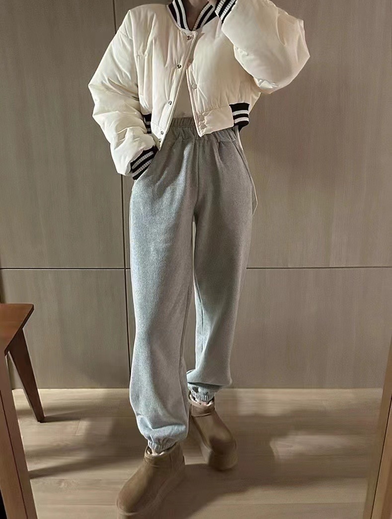 韩版黑白拼色休闲短款棒球棉服外套